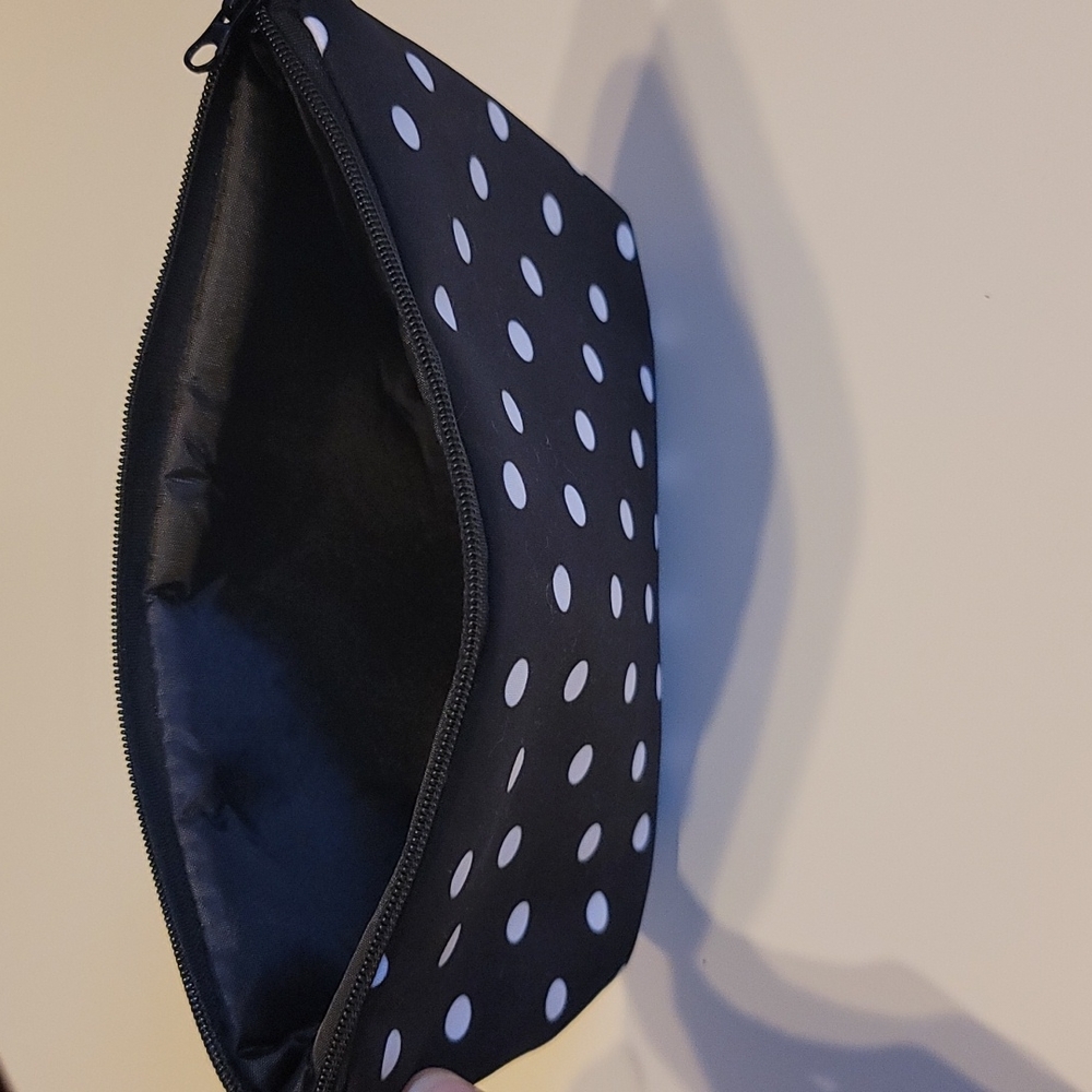 Black and White Polka Dot Cosmetic Makeup Bag - Picture 2 of 4